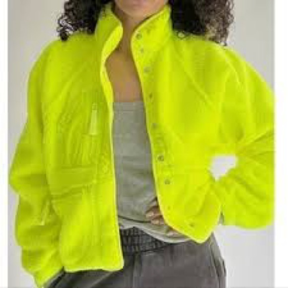 NWT! Free People FP Movement Hit The Slopes Neon Yellow Jacket Activewear Small - Picture 2 of 15